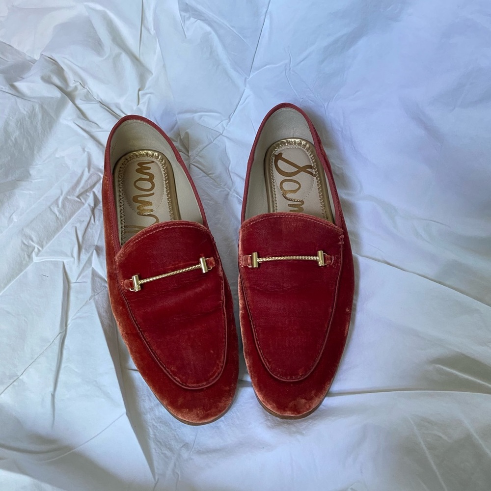 SAM EDELMAN Orange Velvet Loafers 🍊